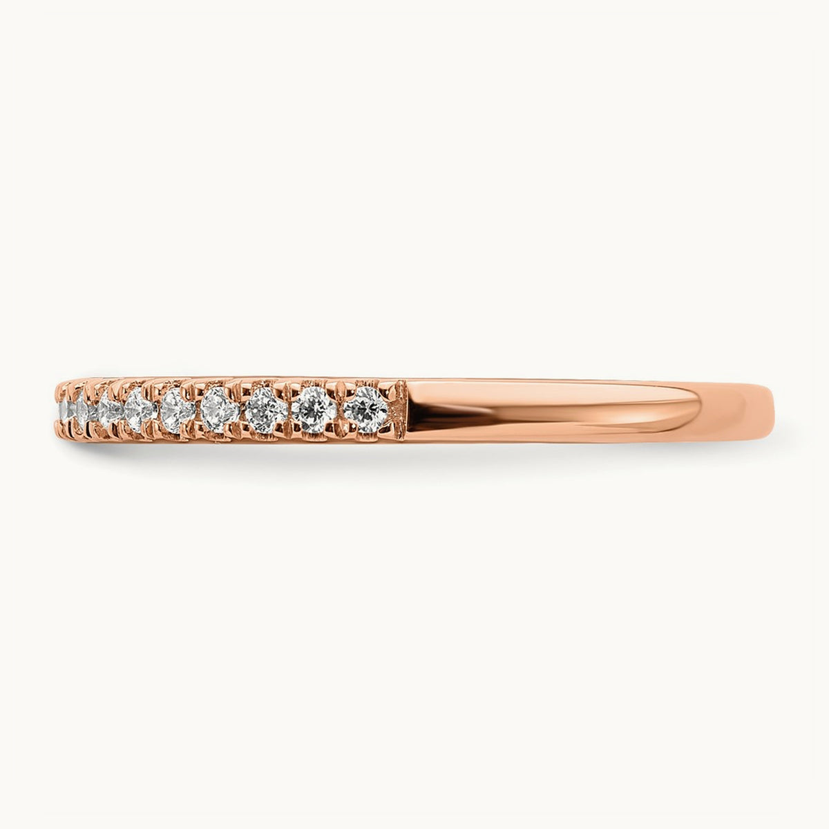 Diamond Wedding Band, 14K Rose Gold