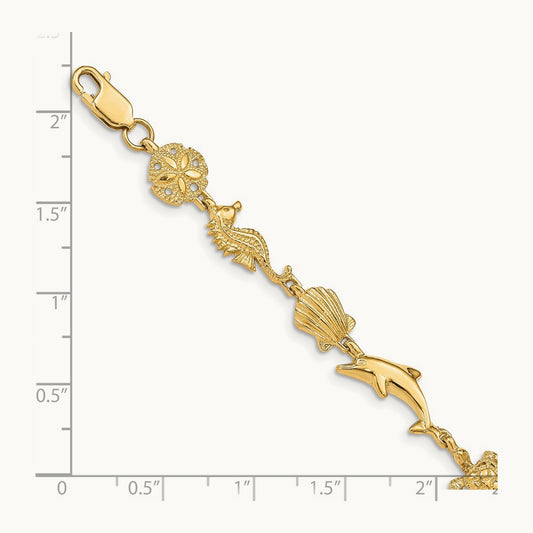 Sea Life Bracelet, 14K