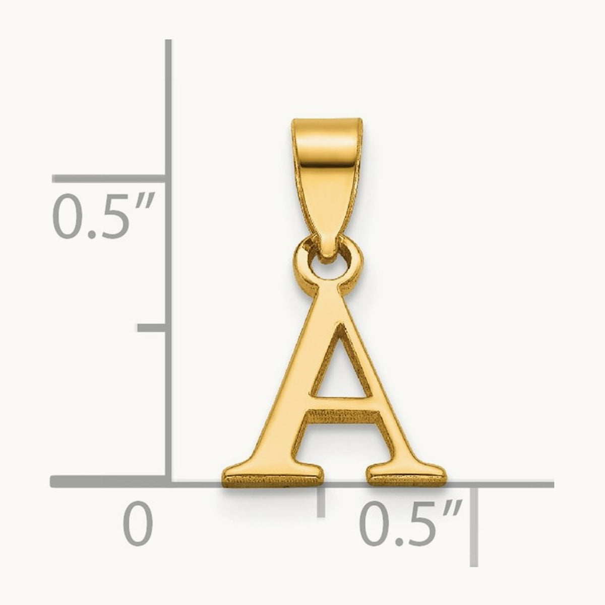 Polished Block Initial Pendant — 14K Yellow Gold, A