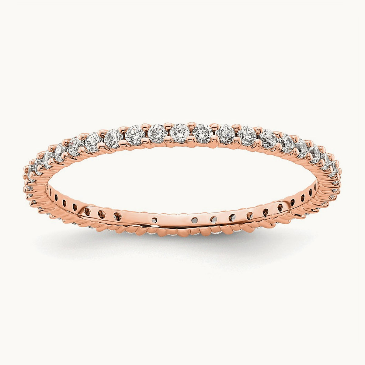 Polished Shared Prong Diamond Eternity Band — 14K Rose Gold, 0.5 ct, 9