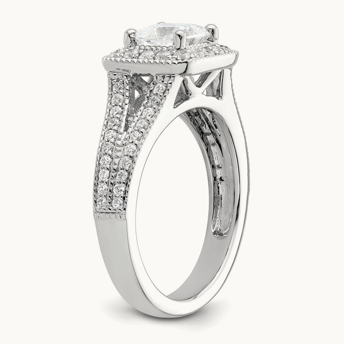 Princess Semi-Mount Halo Engagement Ring — 1/2 ct, 7
