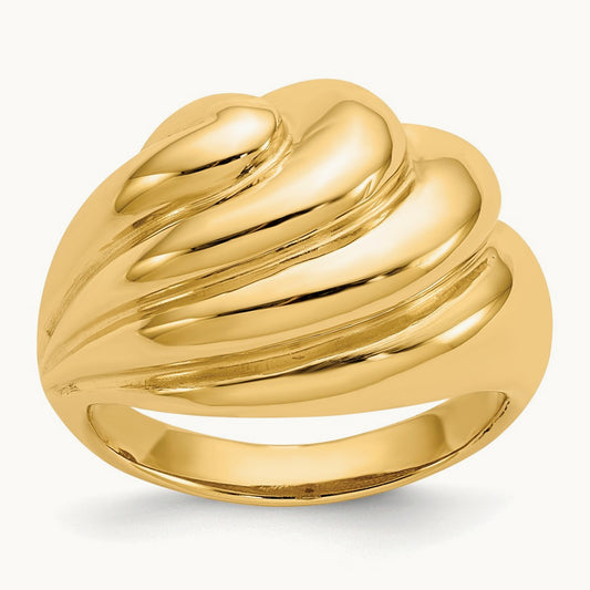 Polished Swirl Dome Ring, 14K
