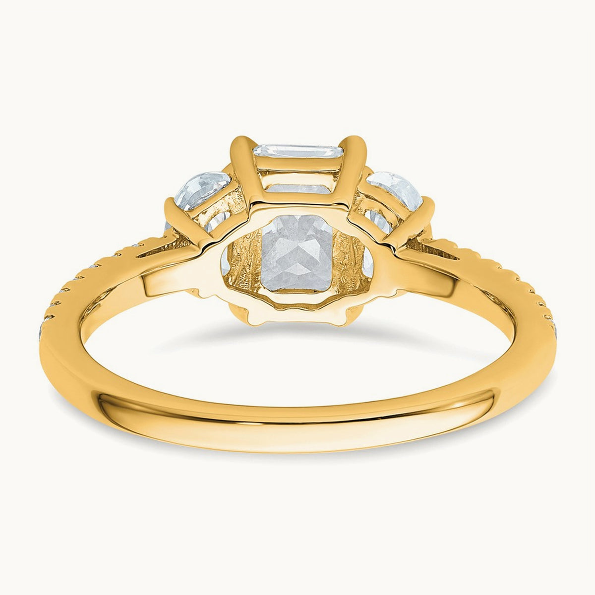 Radiant 3 Stone Engagement Ring, 1.50 ct tw Lab-Grown Diamond — VS (Best), 14K Yellow Gold