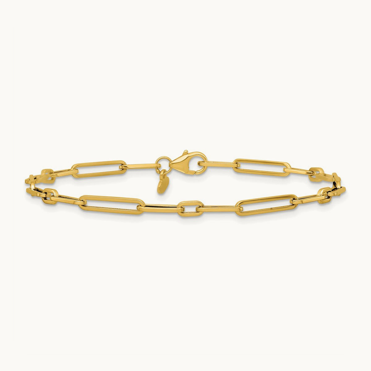 Polished 7.5in Paperclip Link Bracelet, 14K