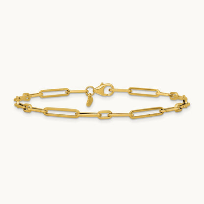 Polished 7.5in Paperclip Link Bracelet, 14K
