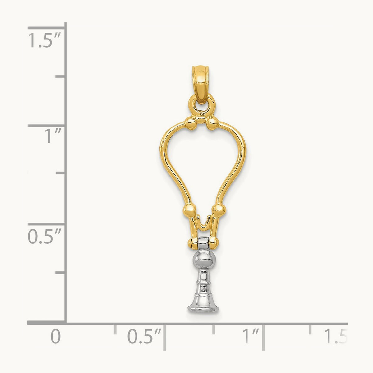 3-D Stethoscope Pendant — 14K Two-Tone Gold
