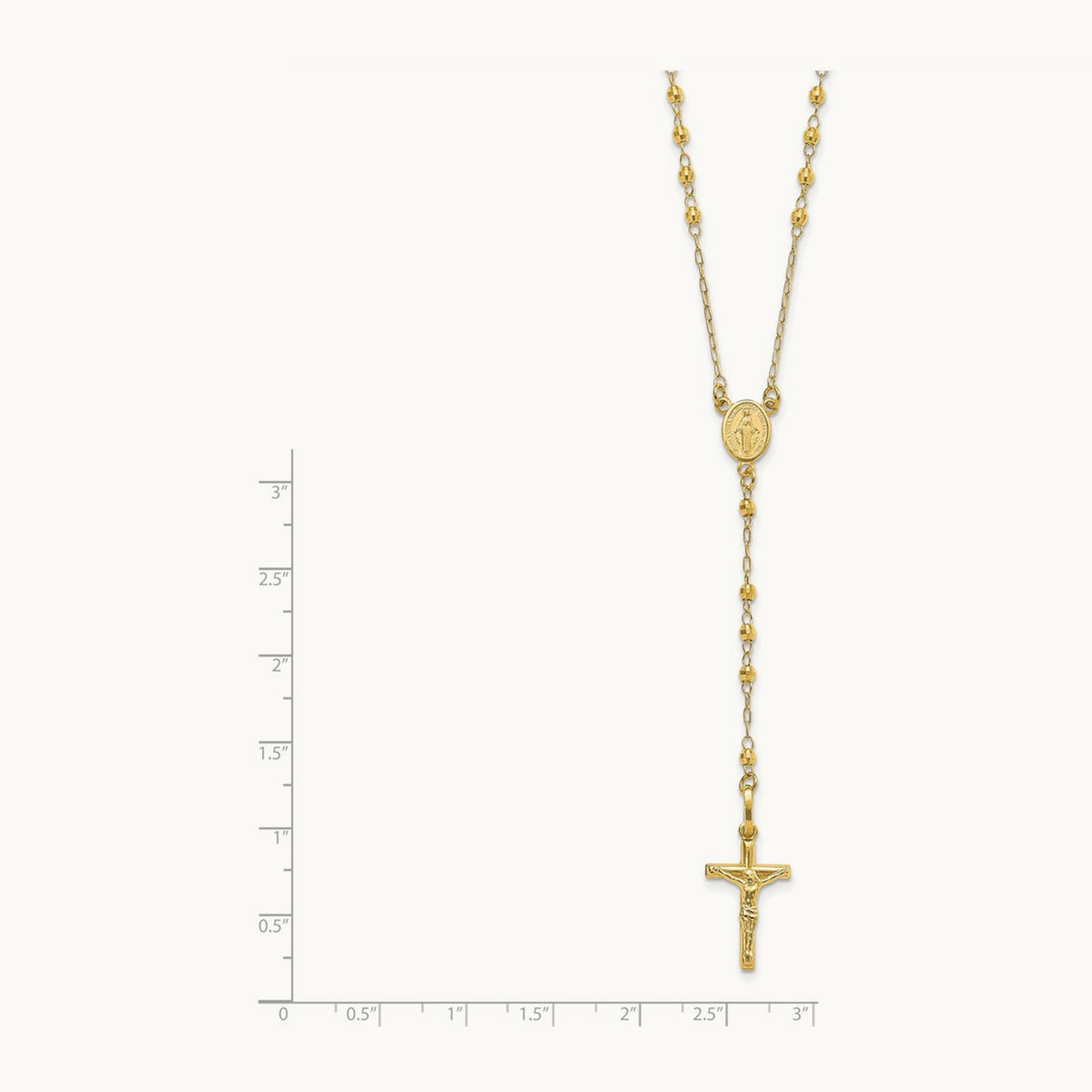 Polished Faceted Beads Rosary Necklace — 14K Yellow Gold