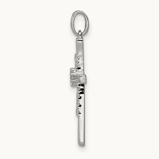 1/10ct. Diamond Cross Pendant — 14K White Gold, 19.5mm