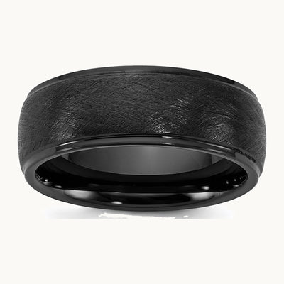 Ceramic Black Polished with Scratch Finished Center 8mm Band