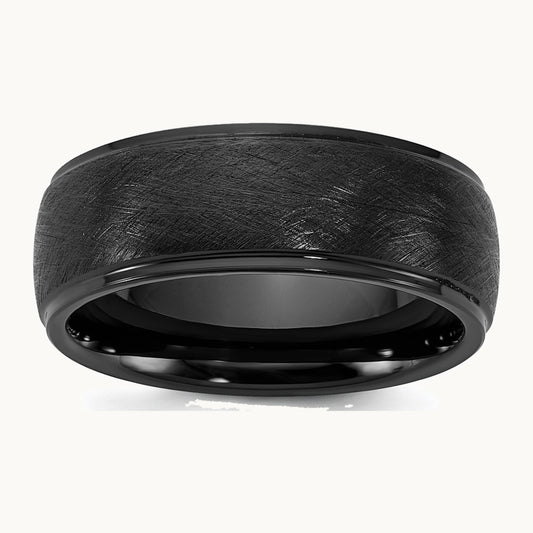 Ceramic Black Polished with Scratch Finished Center 8mm Band