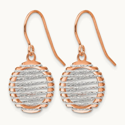 White/Rose Polished Wire Wrapped Dangle Earrings, 14K Two-tone — Leslie's