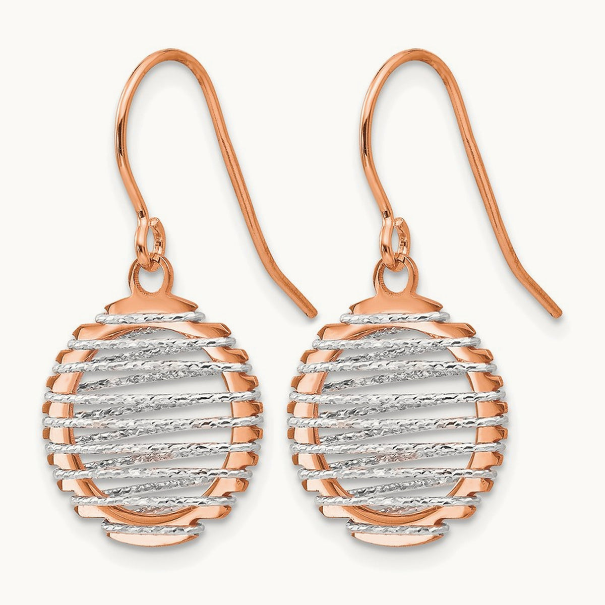 White/Rose Polished Wire Wrapped Dangle Earrings, 14K Two-tone — Leslie's