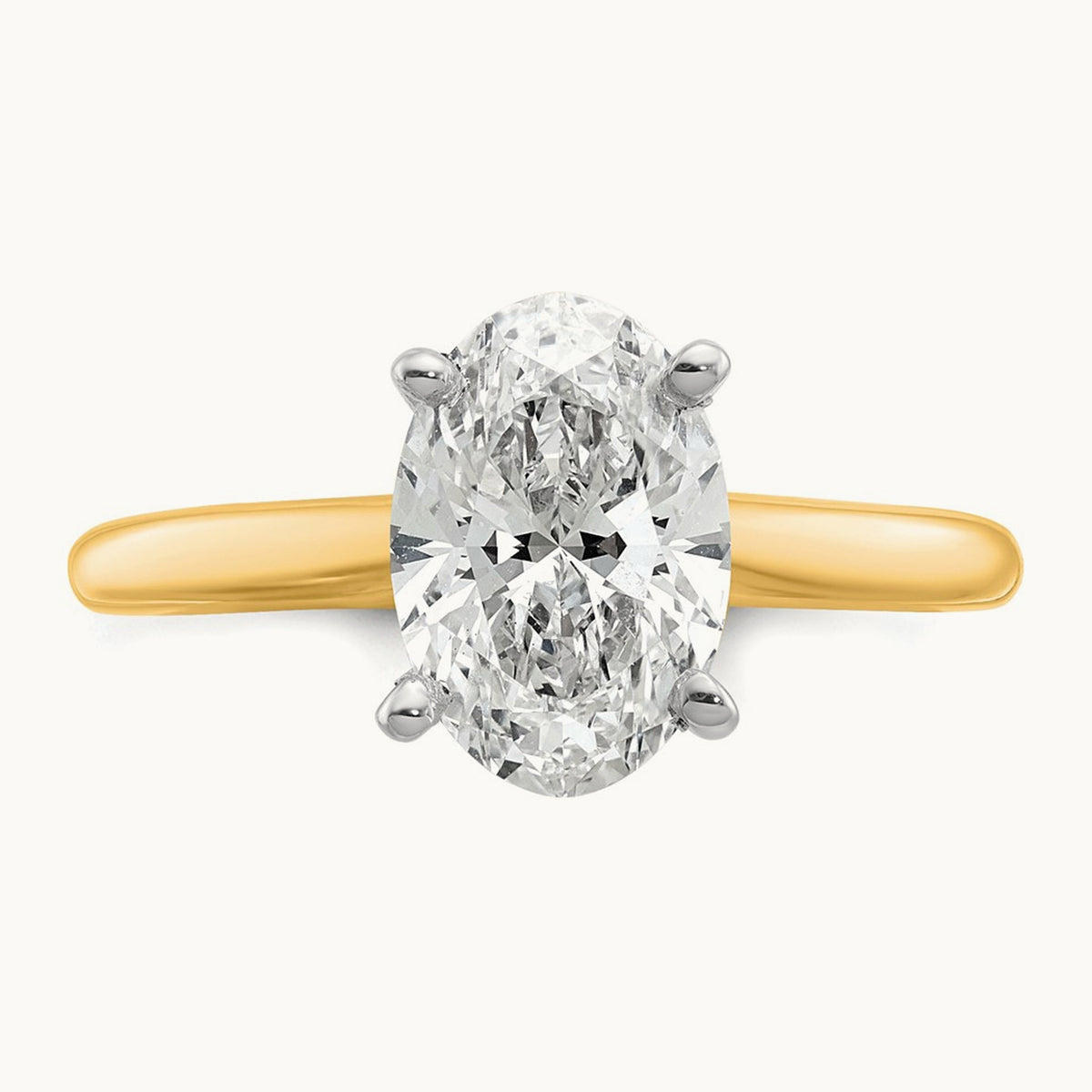 Oval Solitaire Engagement Ring, 0.50-5.00 ct tw Lab-Grown Diamond — 2 ct, 14K Two-Tone