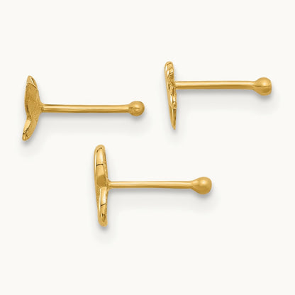 22 Gauge Polished Infinity Symbol, Dragonfly and Butterfly Nose Stud, 14K