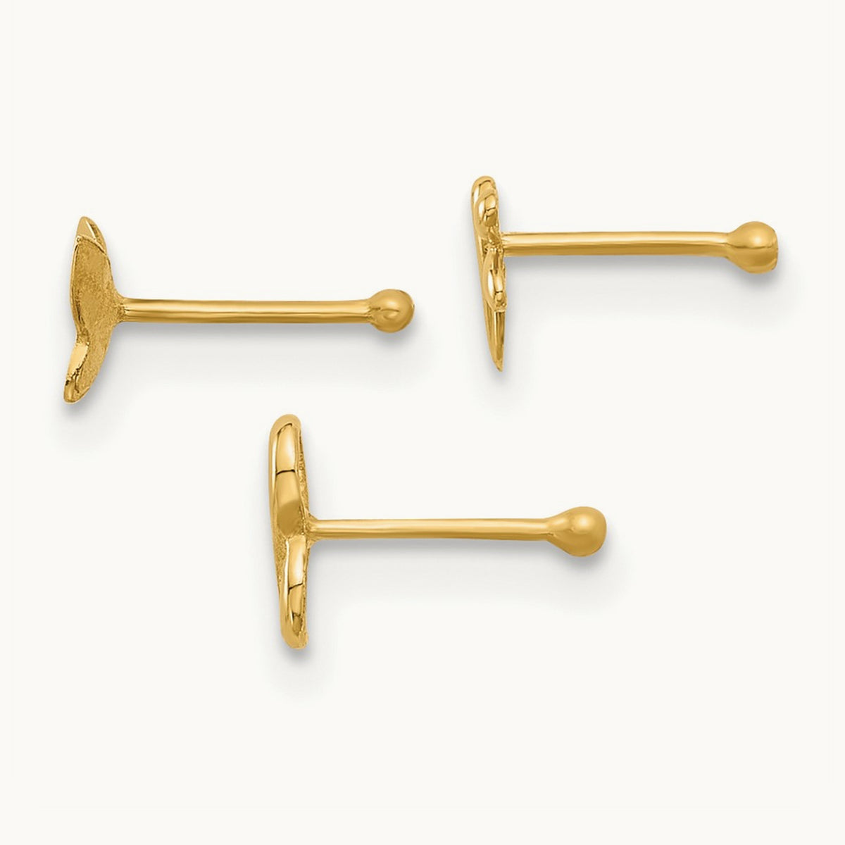 22 Gauge Polished Infinity Symbol, Dragonfly and Butterfly Nose Stud, 14K