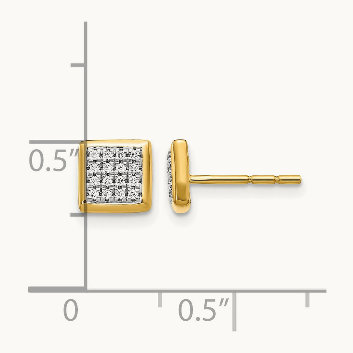 Square Diamond Cluster Earrings — 14K Yellow Gold, 7mm
