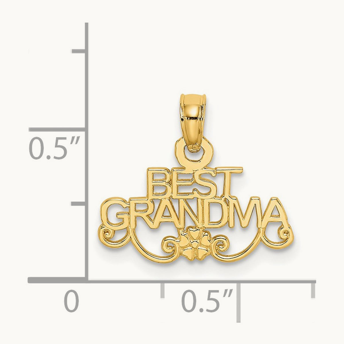 BEST GRANDMA with Flower Charm, 14K