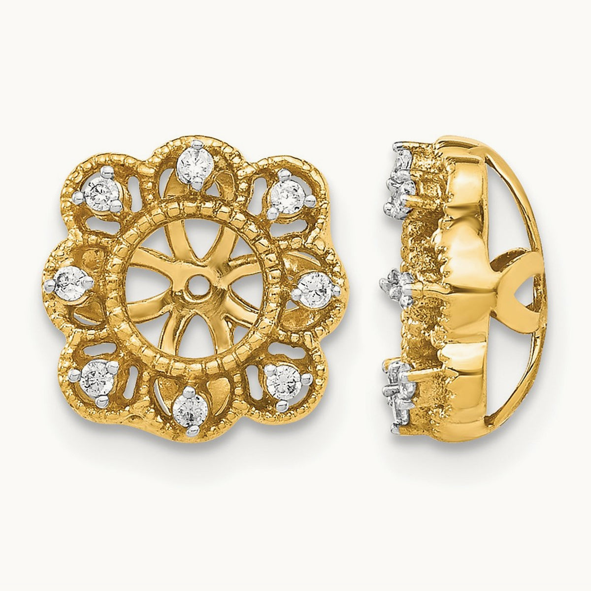 Fancy Diamond Earring Jackets — 14K Yellow Gold, 0.096 ct