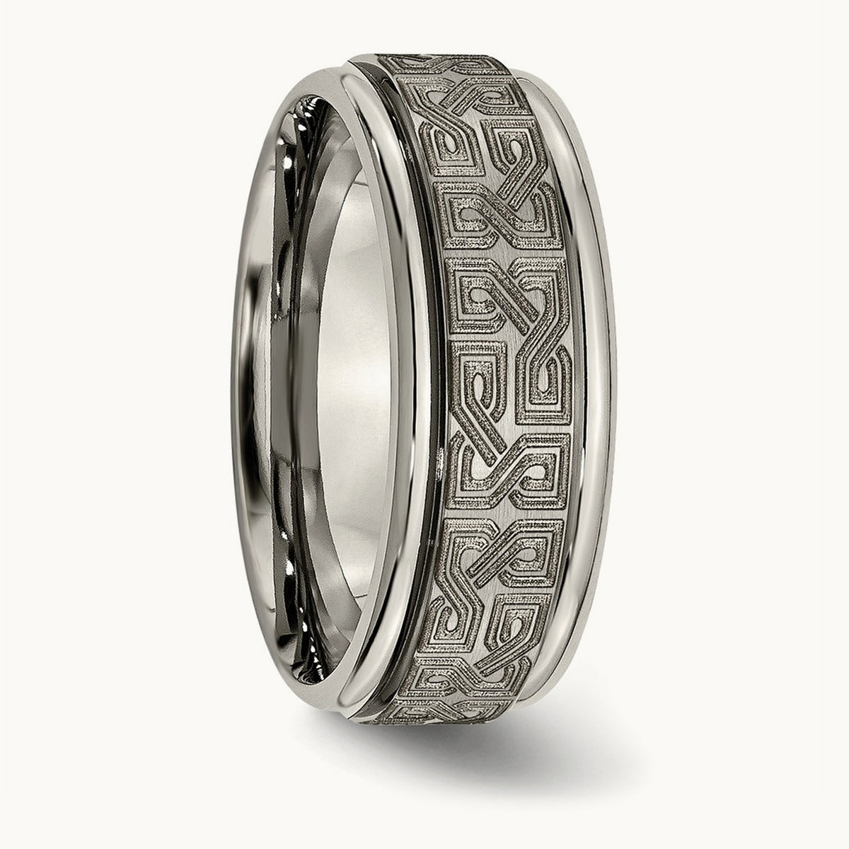 Brushed & Polished Laser Design Ridged Edge Band — photo set (2)