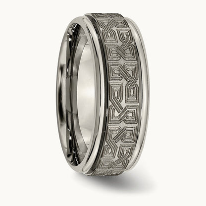 Brushed & Polished Laser Design Ridged Edge Band — photo set