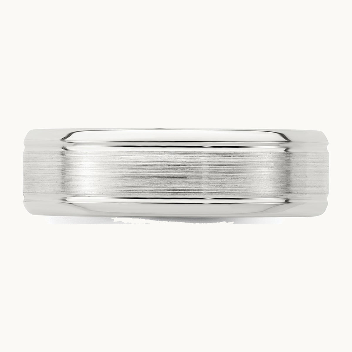 Sterling Silver 6mm Brushed Flat Grooved Beveled Edge Fancy Band