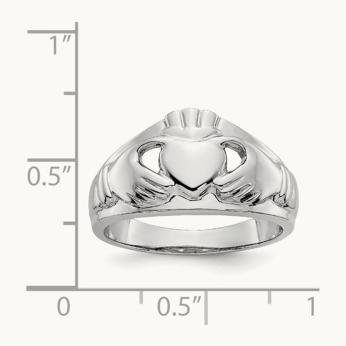 Ladies Claddagh Ring, 14K White Gold