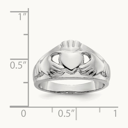 Ladies Claddagh Ring, 14K White Gold