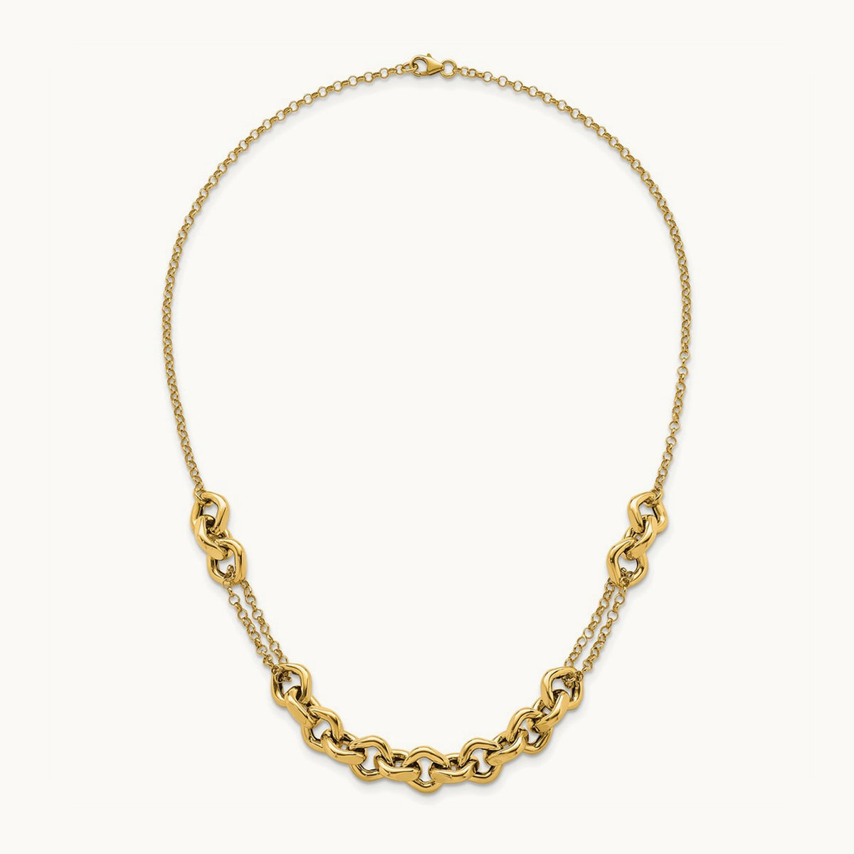 Polished 18in Fancy Multi Link Chain Necklace, 14K