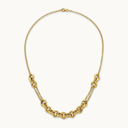 Polished 18in Fancy Multi Link Chain Necklace, 14K