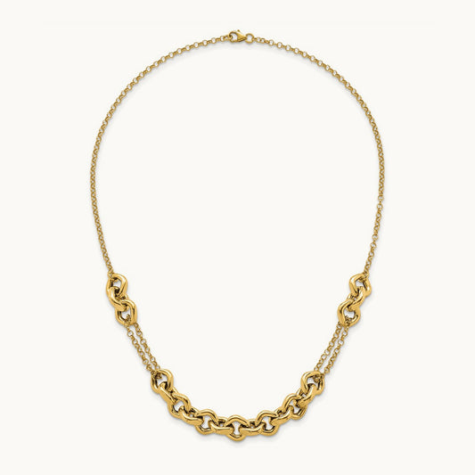Polished 18in Fancy Multi Link Chain Necklace, 14K