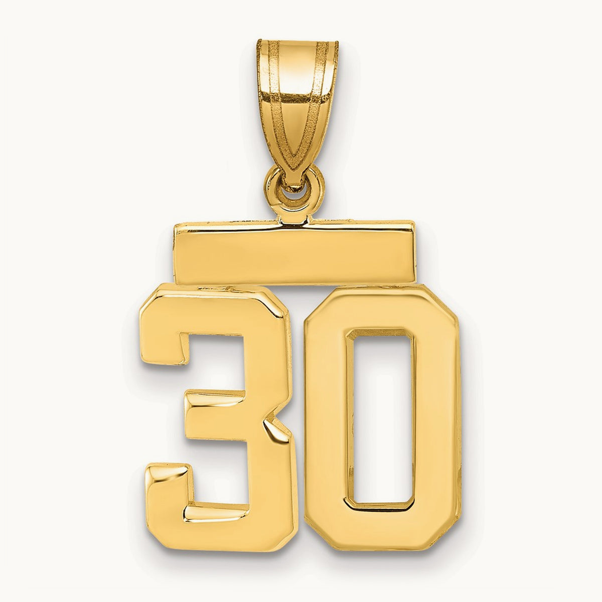 Small Polished Number 30 Charm, 14K