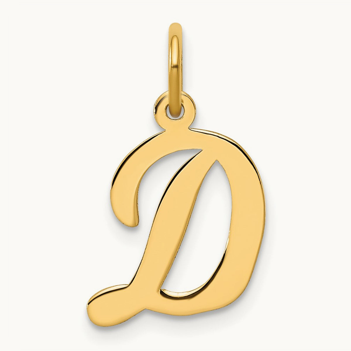 Medium Script Initial Charm — 14K Yellow Gold, D