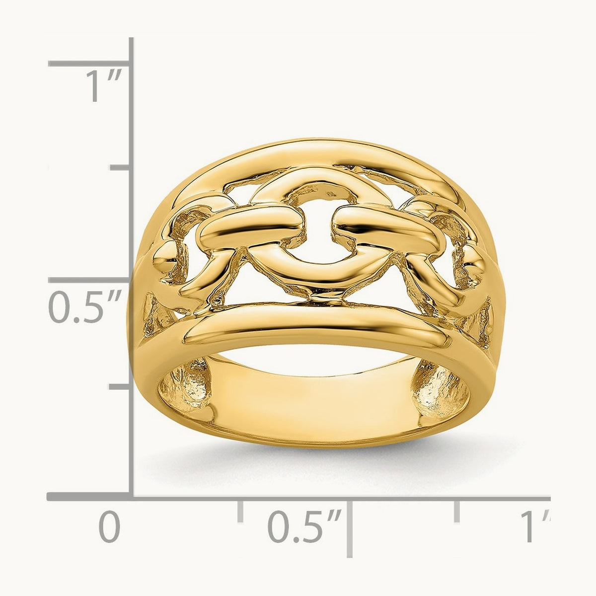 Polished Chain Design Inside Ring, 14K