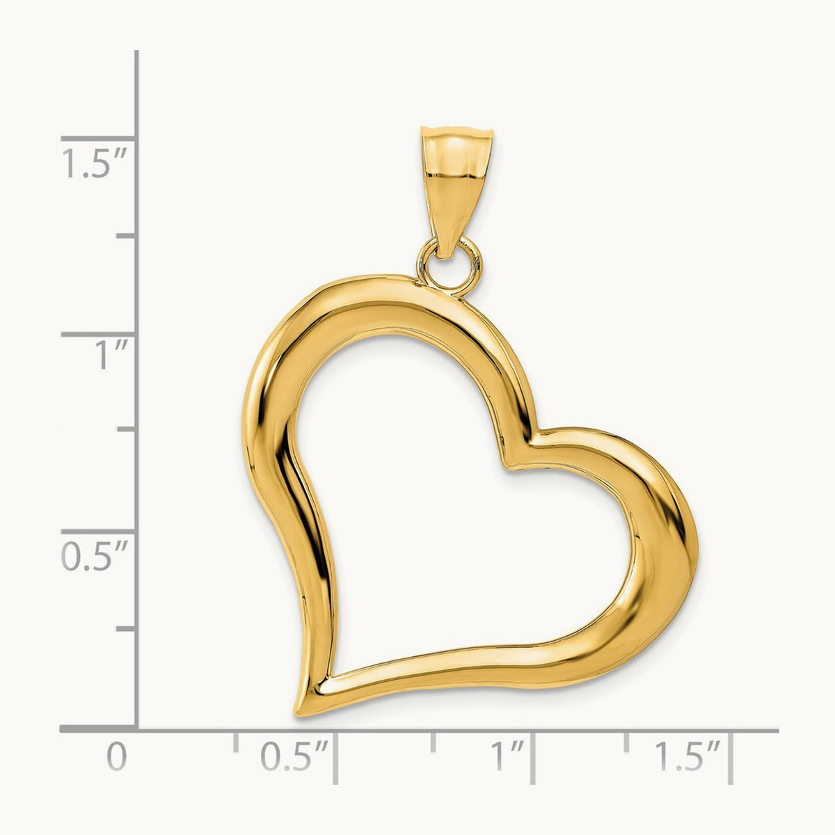 Polished Dangling Heart Pendant — 38mm