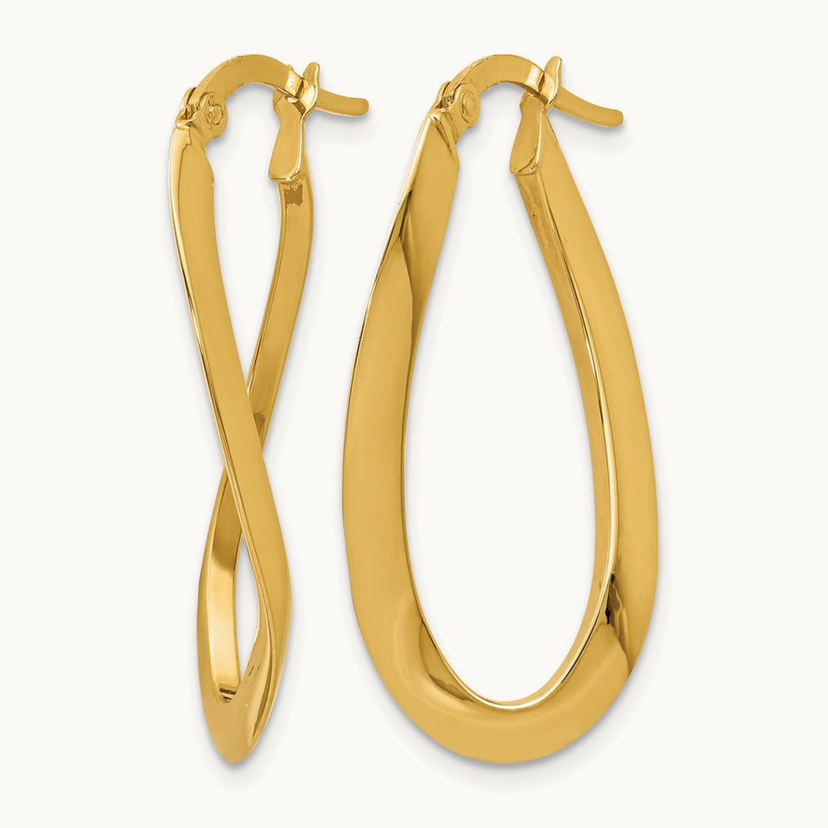Polished Oval Hoop Earrings, 14K — Leslie's