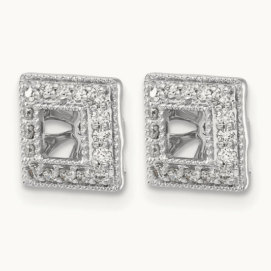 Diamond Square Jacket Earrings — 9mm