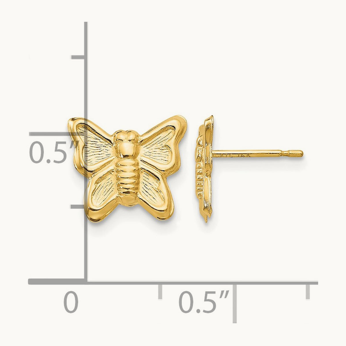 Butterfly Post Earrings — 14K Yellow Gold, 10mm