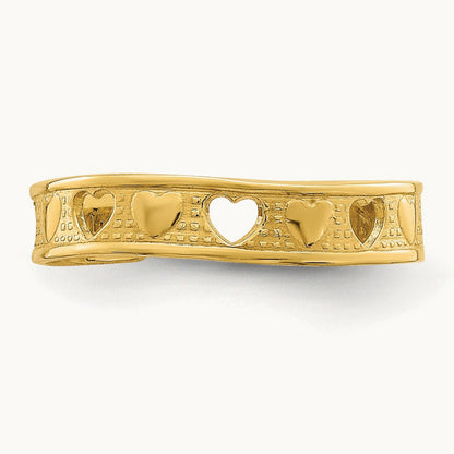 Heart Design Toe Ring, 14K