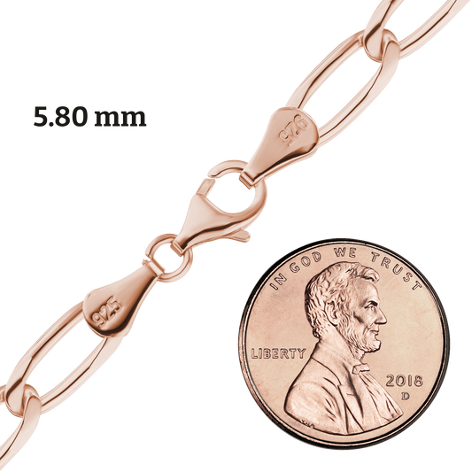 Elongated Curb Necklace in Sterling Silver, 18K Rose Gold Finish