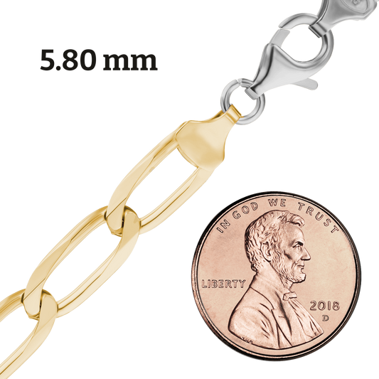 Elongated Curb Necklace in Sterling Silver, 18K Two-Tone Gold Finish