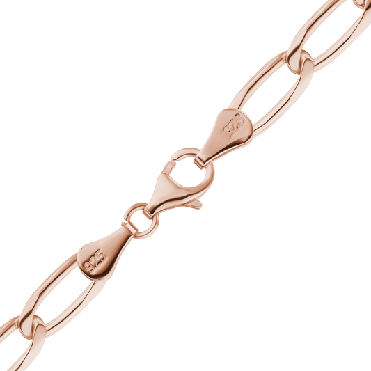 Elongated Curb Necklace in Sterling Silver, 18K Rose Gold Finish