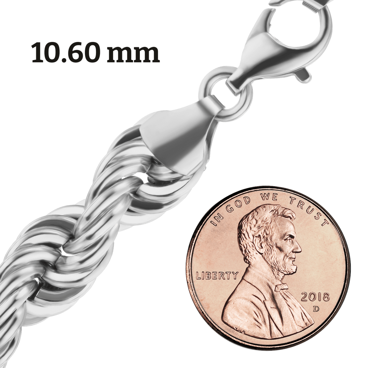 Handgefertigte Halskette aus massivem Seil aus Sterlingsilber
