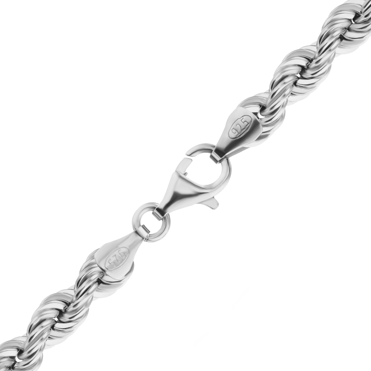 Handgefertigte Halskette aus massivem Seil aus Sterlingsilber