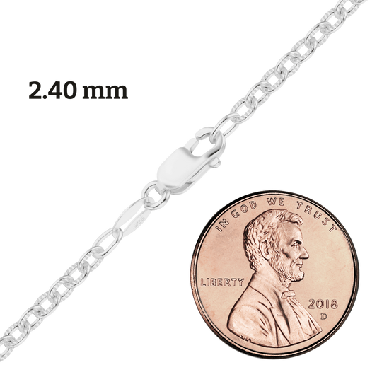 Elongated Textured Cable Necklace, Sterling Silver