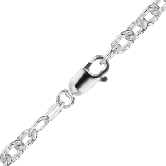 Elongated Textured Cable Necklace, Sterling Silver