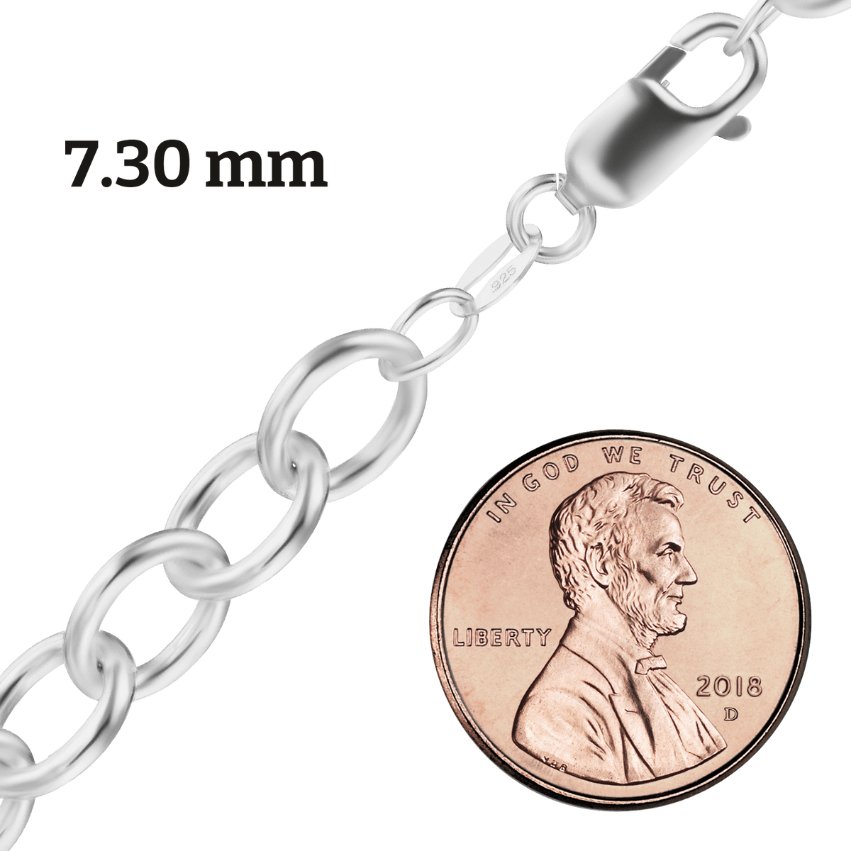 Light Round Cable Necklace, Sterling Silver