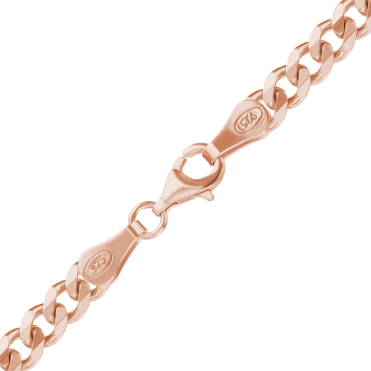 Classic Curb Necklace in Sterling Silver, 18K Rose Gold Finish
