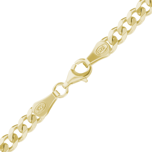 Mittelgroßes, flaches Panzerfußkettchen aus Sterlingsilber mit 18-karätiger Gelbgold-Veredelung