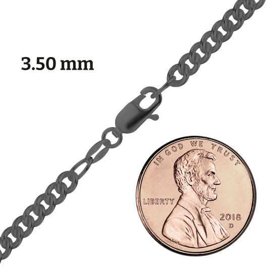 Medium Round Curb Necklace, Black Rhodium