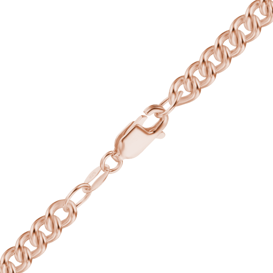 Medium Round Curb Necklace in Sterling Silver, 18K Rose Gold Finish